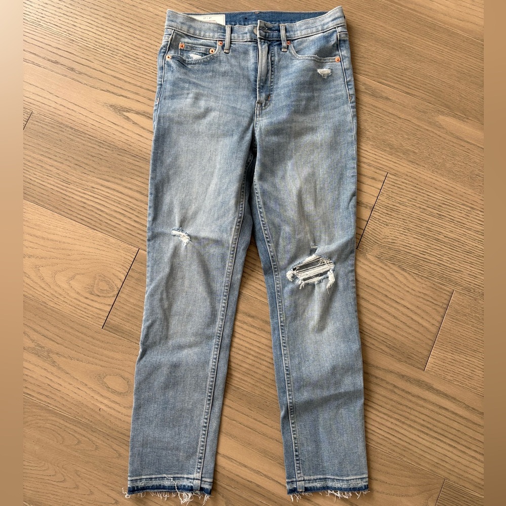 GAP Light Blue Distressed Cigarette Leg High Waist Jeans